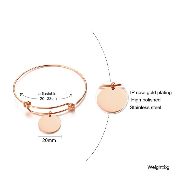 Vnox монета очарование расходный браслет бесплатно на заказ Гравировка Имя любовь