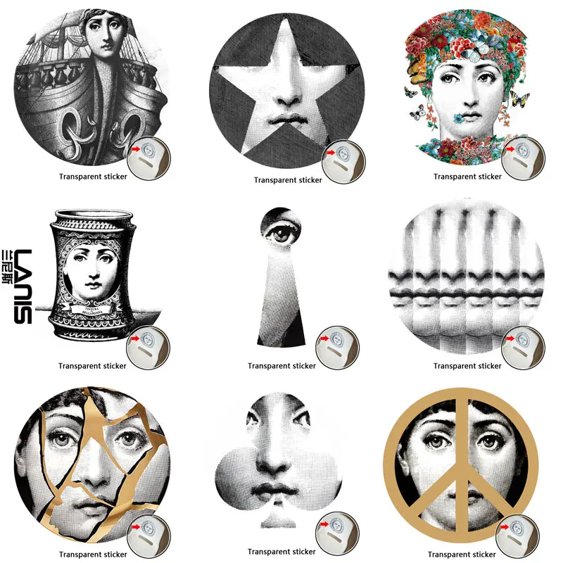 NO.197-220 дизайнерские обои Fornasetti, прозрачные наклейки, наклейки на стену для украшения стен, гостиной, 1 шт