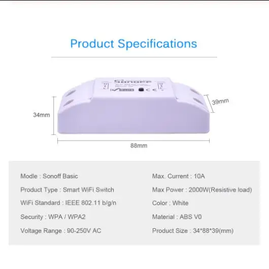 30 шт. SONOFF Basic DIY Wifi беспроводной умный переключатель света таймер дистанционное управление 220 В 10A Alexa Универсальный Google домашней автоматизации