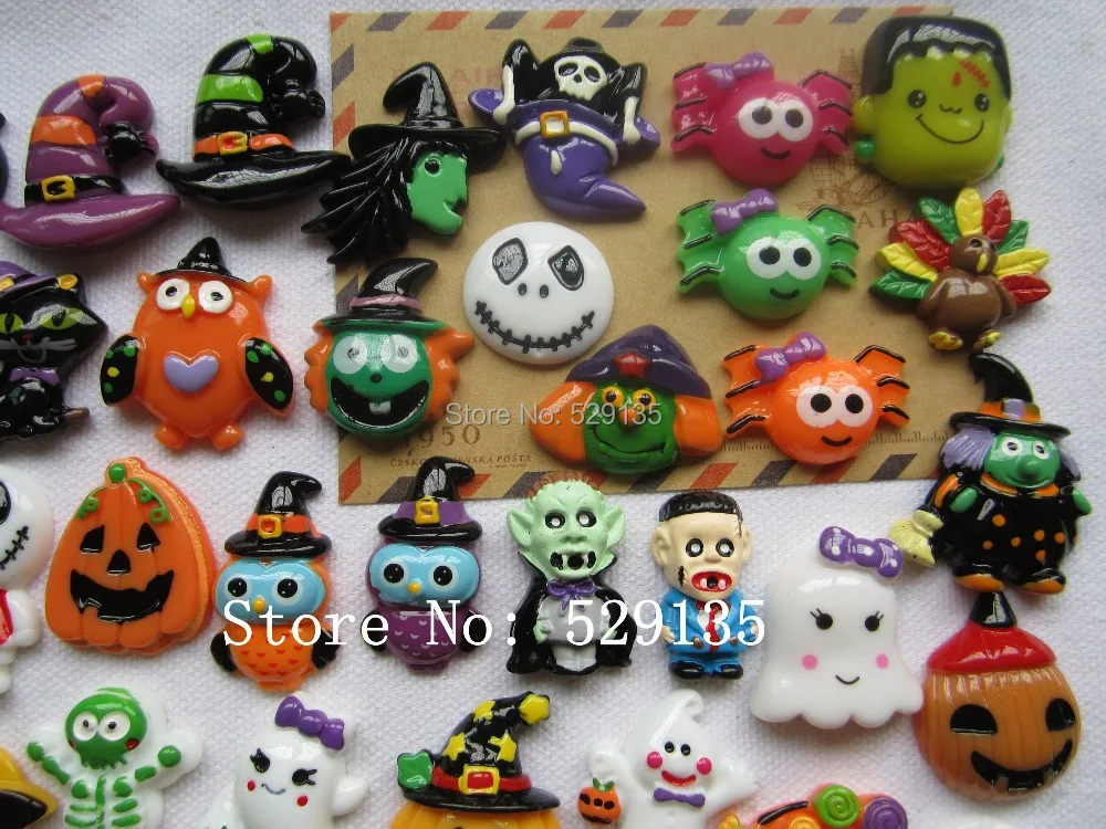 20 шт./лот Смоляные Наборы для Хэллоуина смоляный кабошон с плоской задней