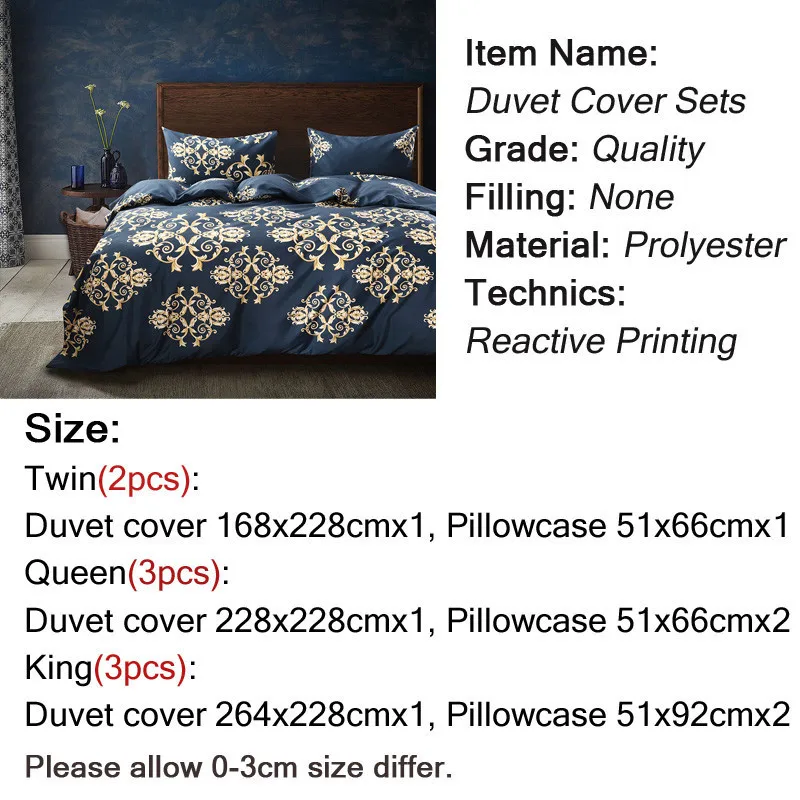 Европейский комплект постельного белья в стиле барокко Королевский синий и