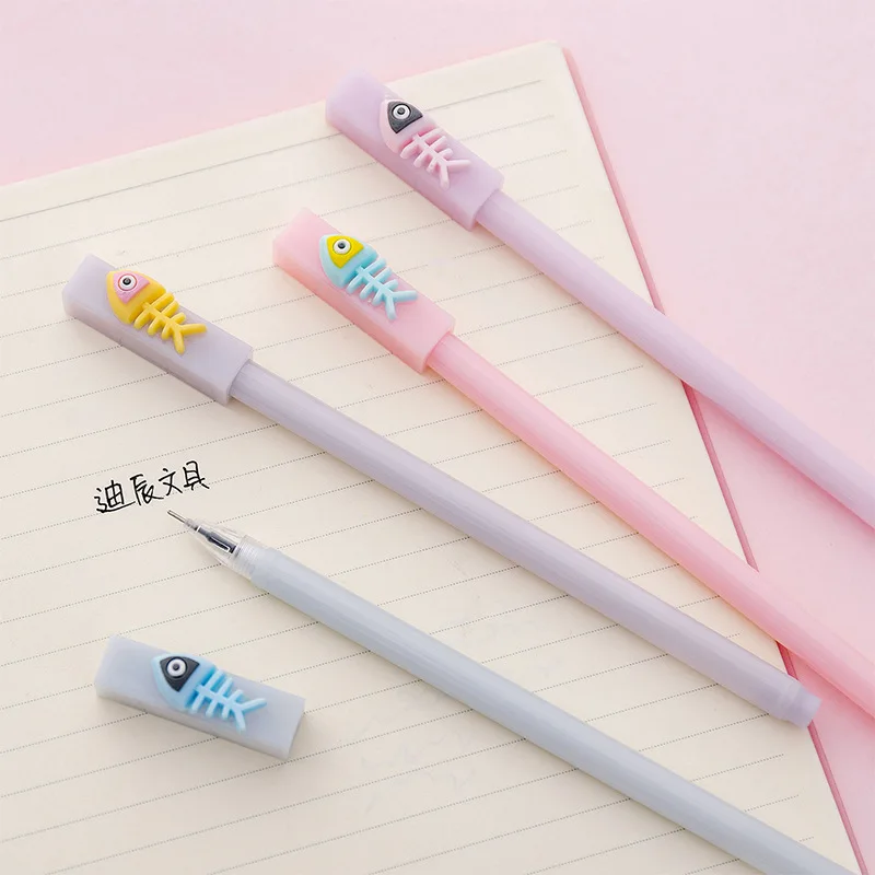 1 шт. милая гелевая ручка в форме рыбки Студенческая с простой подписью