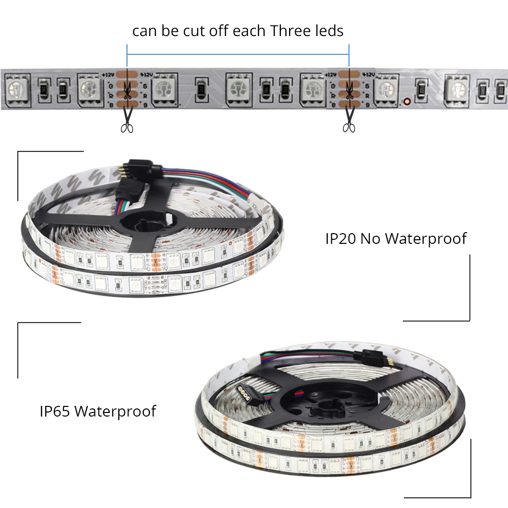 5 м RGB светодиодные полосы света водостойкий SMD 5050 Гибкая Диодная Лента