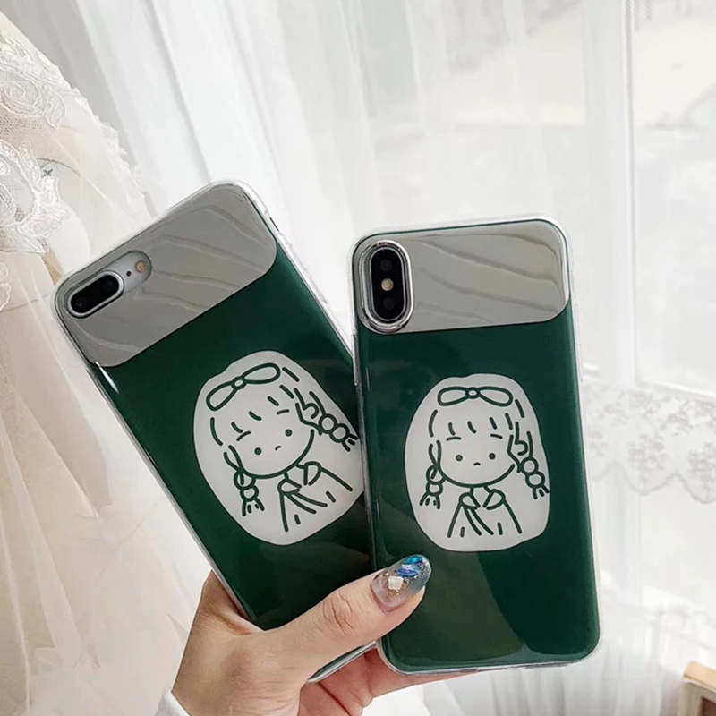 Glam Phone Case Mirror Girl for iPhone XS Max XR X 8plus 8 7plus 7 6S/6 Plus Soft Tpu Back Cover |