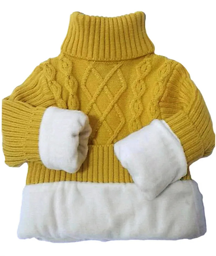 Yellow Thicken Г. Осенне-зимний детский свитер для мальчика, детская трикотажная одежда детский вязаный пуловер с высоким воротом Детская Хлопковая одежда - Цвет: Yellow Thicken