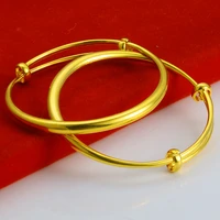 childrens smooth bangle yellow gold filled classic style adjustable bracelet for kids baby