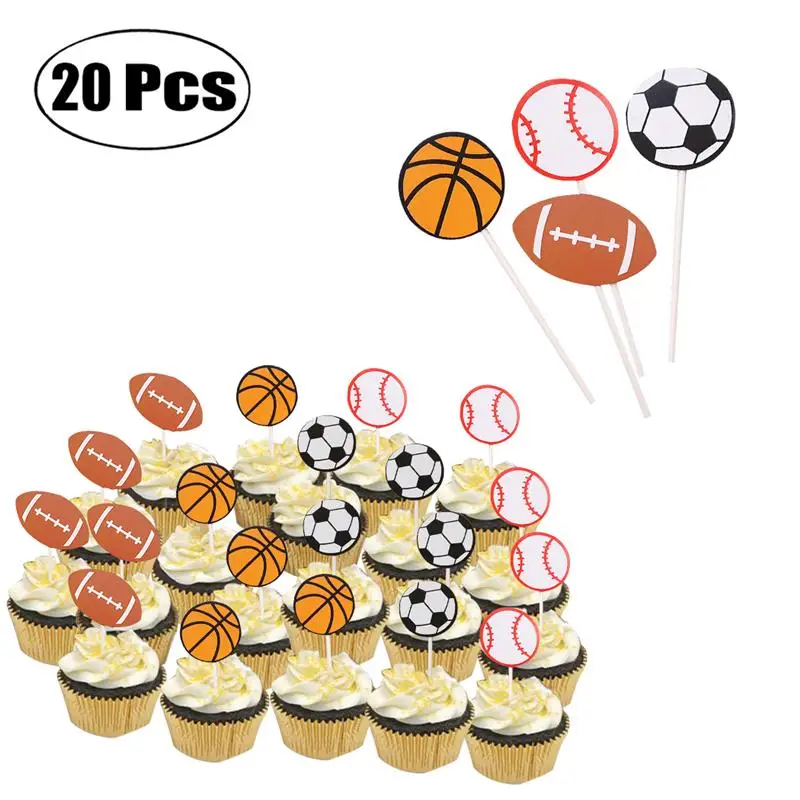 FunPa 20 шт торт Топпер креативный Баскетбол Футбол Бейсбол флаг украшение для дня