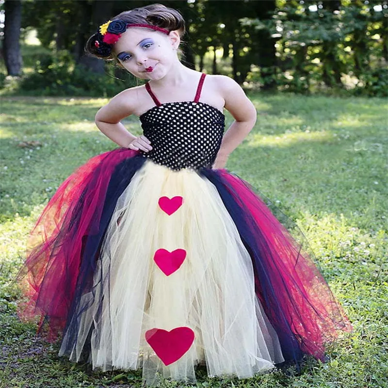

2-8Y Queen Of Hearts Baby Girl Party Dresses Tulle Tutu Dress Kids Fancy Clothing Vestido Infantil Christmas New Year Costume