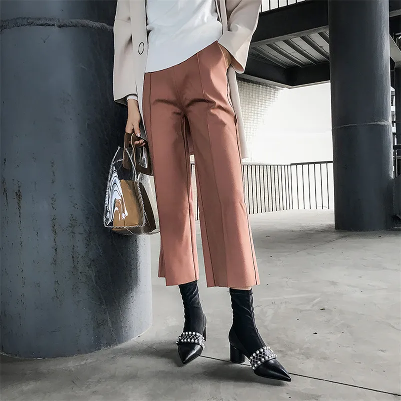 Женские ботинки FEDONAS черные теплые из натуральной кожи на высоком каблуке с