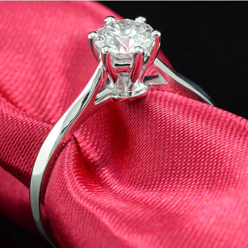 Роскошный классический брендовый дизайн один карат против D color Forever One Moissanite Помолвочные кольца с бриллиантом для женщин 18 K Au750 белое золото