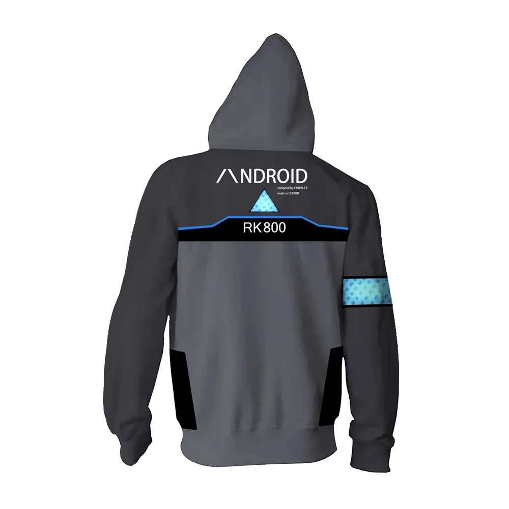 Detroit стать человека Коннор RK800 3D куртки с капюшоном и принтом кофты Косплэй