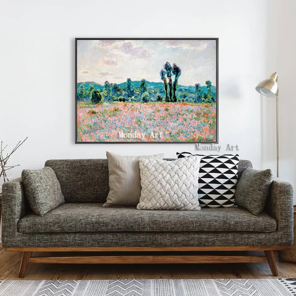 Арист Ручная роспись современный Импрессионизм Monet Wild Poppy Field Sunrise пейзаж холст