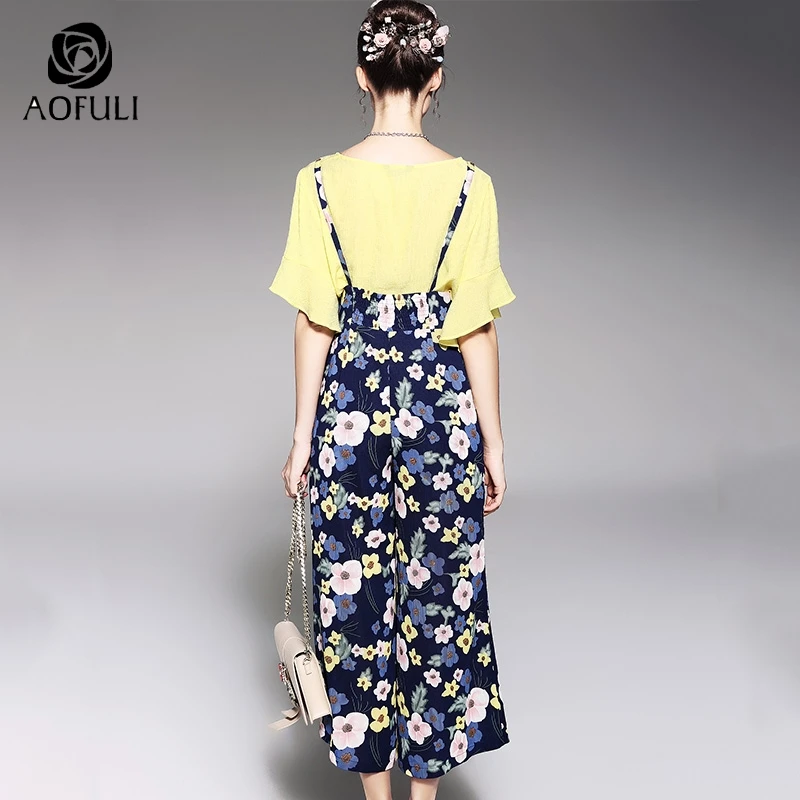 Женский комплект из 2 предметов с цветочным принтом в полоску S/M/L/XL летний топ