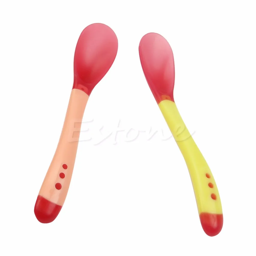 

1pcs Heat Sensing Thermal Feeding Spoon Baby Kids Weaning Silicone Head Tableware