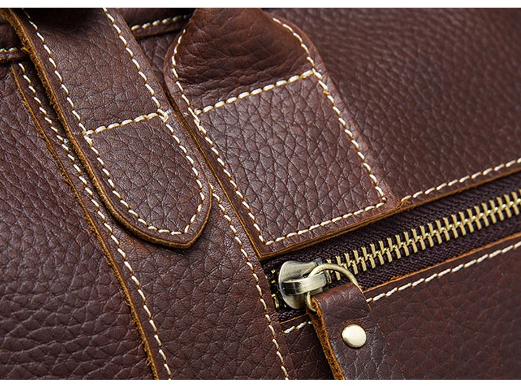 MAHEU Retro Style Leather Travel Handbag Fashion Crazy Horse Mens Leather Bag Shoulder Travel Bag Natural Cow Skin High Capacity