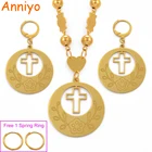 Комплект из колье и серёг, с подвеской в виде креста