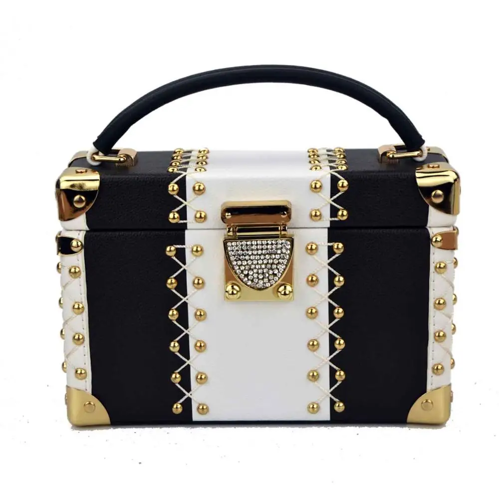 Box Handbag-White Дизайнерские заклепки Наплечные сумки на ремне женские сумки с клапаном женские сумки - Цвет: Box Handbag-White