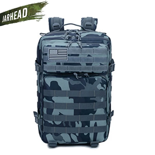 NAVY CAMO Темно-синий Тактический штурмовой рюкзак 3P EDC Molle, мужской рюкзак для занятий спортом на открытом воздухе, альпинизмом 45L, охотничьей походной Оксфордской сумкой - Цвет: NAVY CAMO