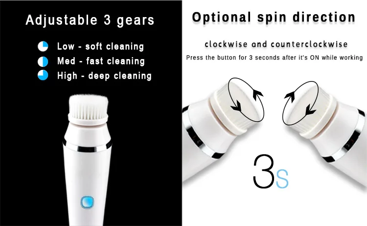 Electric Facial Cleansing Brush3 in 1 Facial Spin Brush Tiktok Portable Luna Mini Massage Waterproof Tightening Deep CleanTool