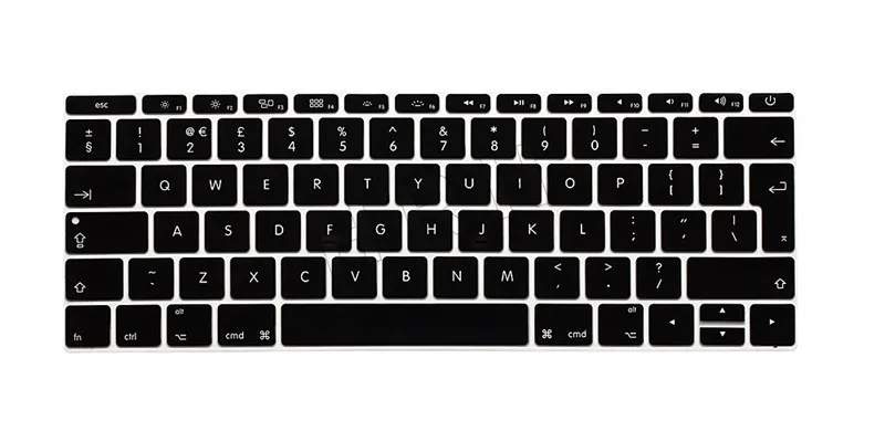 HRH EU/британский английский силиконовый чехол для клавиатуры для Mac New Pro 1" A1708(версия без сенсорной панели) и для Macbook 12" A1534
