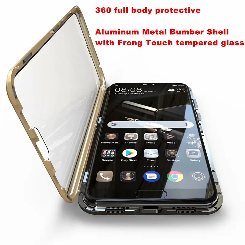 Передний и задний стеклянный Магнитный чехол для coque Huawei P20 Pro прозрачный полный