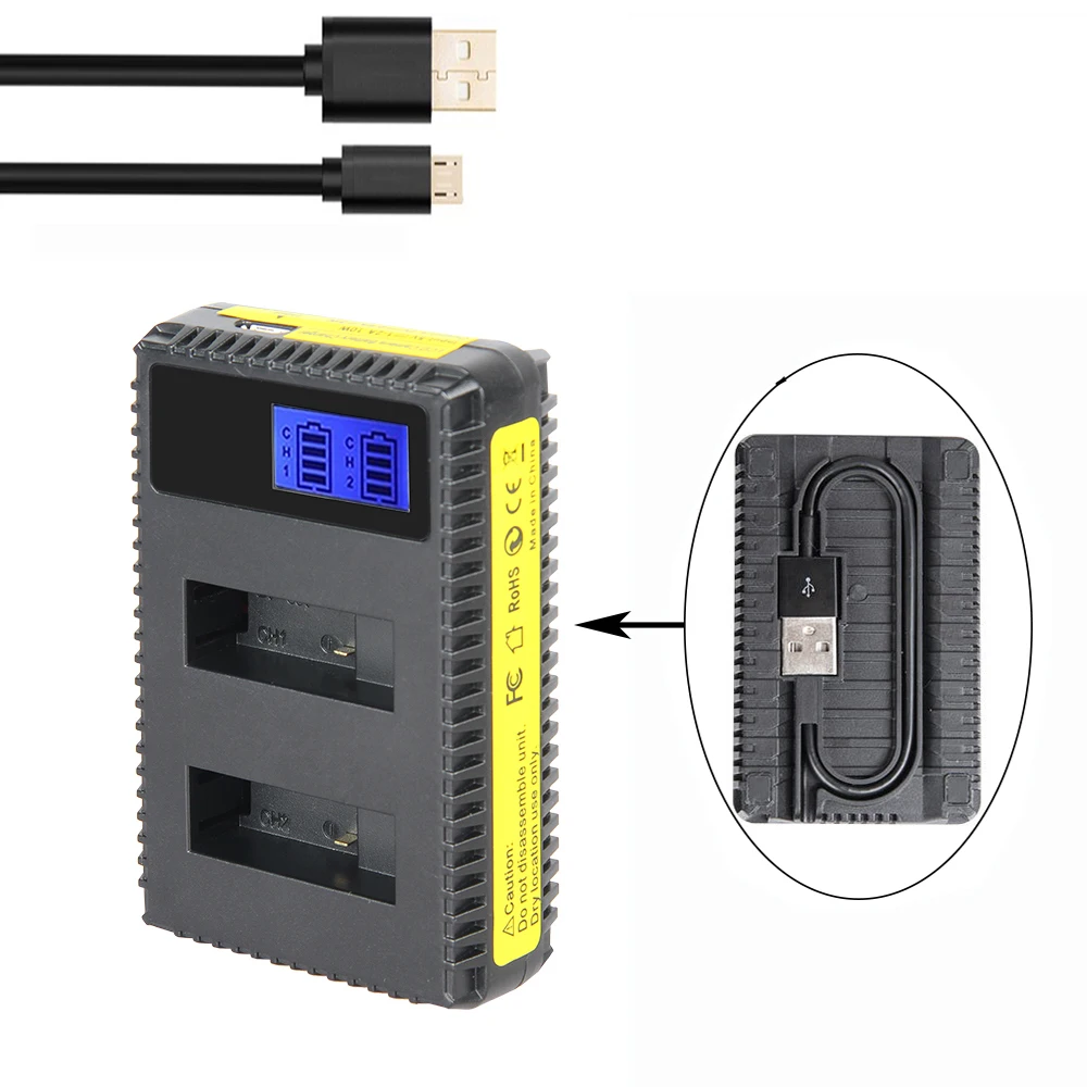 Зарядное устройство с двумя USB-портами и ЖК-дисплеем для Sony DSC RX1 RX100 AS100V M3 M2 HX300 HX400 HX50 HX60 GWP88