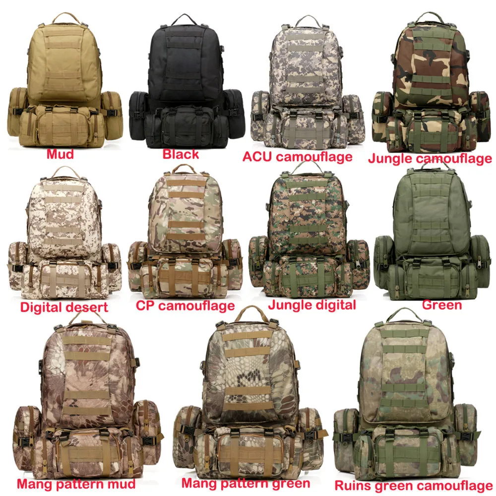 2016 новинка 55L Molle Большой Тактический штурмовой уличный Военный Рюкзак Сумка для