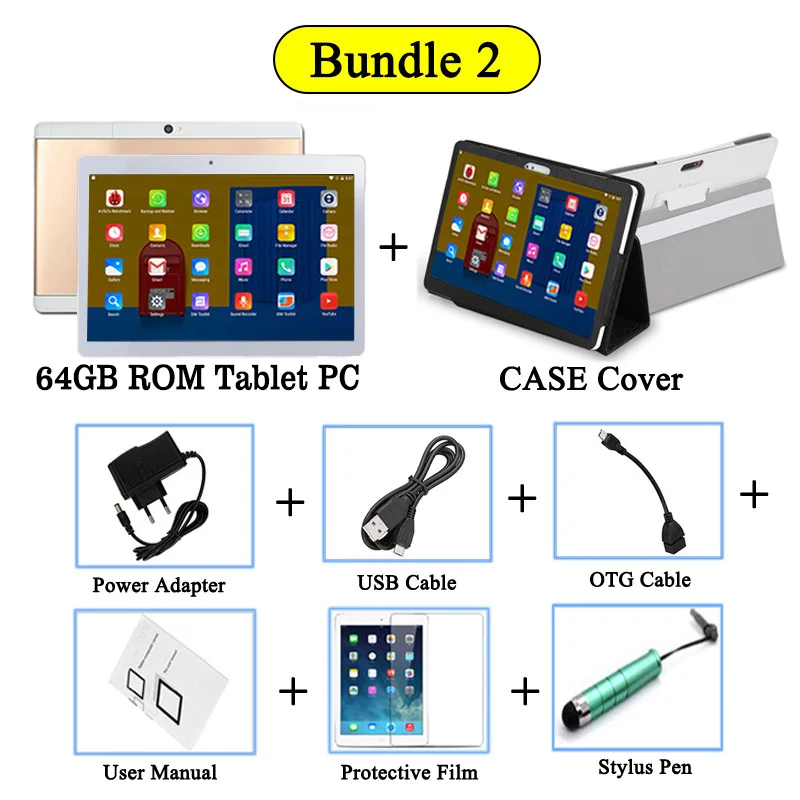 64G TAB Add Case Глобальная версия HD 10 дюймов Android 8,0 планшеты ПК 4 Гб ram 128 ГБ rom Deca Core 4G LTE 1920*1200 ips 8.0MP WiFi A-GPS - Комплект: 64G TAB Add Case