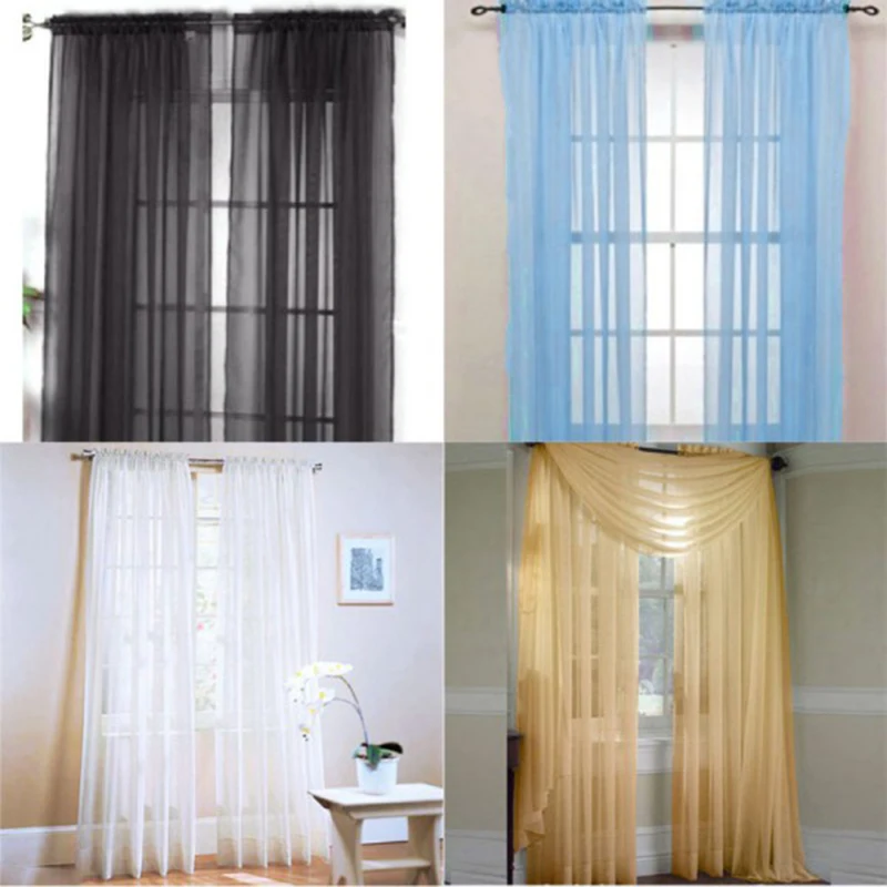 Hoomall 200x100 см 1 шт. занавески для окна сплошные цветные комнаты Тюль отвесная ткань