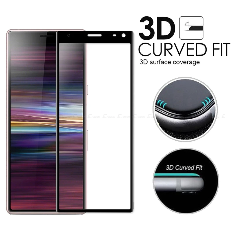 3D изогнутый край Полное покрытие закаленное стекло для Sony Xperia 1 5 8 Lite 10 II III Plus L3
