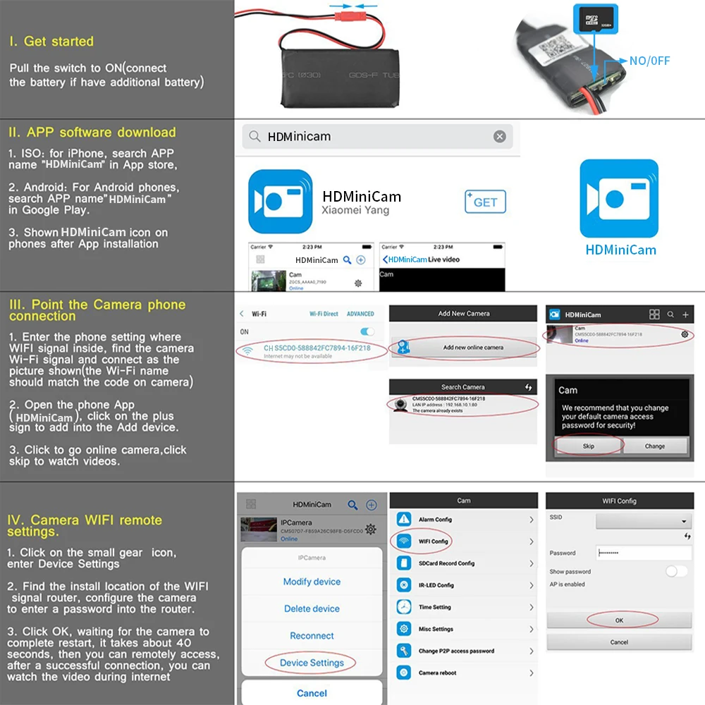 HD 1080 P сетевая камера Wi Fi P2P мини DIY беспроводной модуль камеры движение