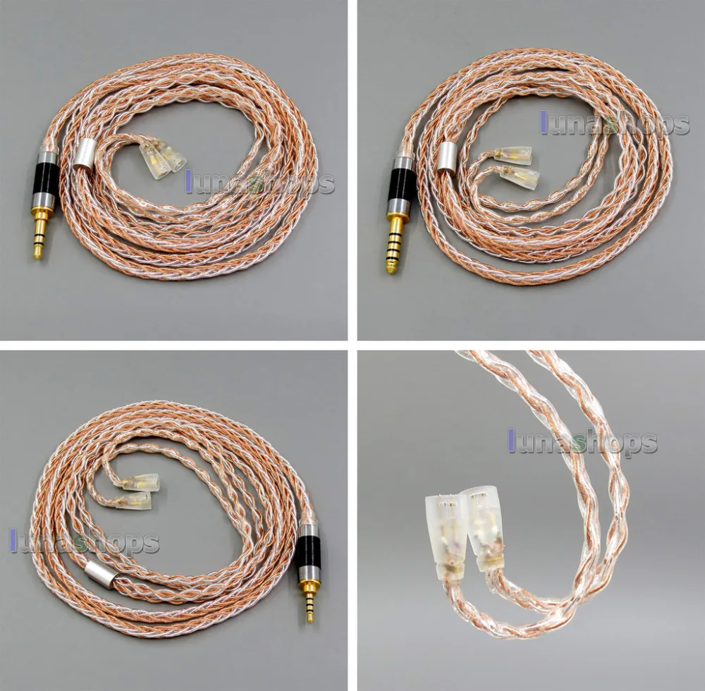 

3.5mm 2.5mm 4.4mm TRRS Balanced 8 Core OCC Silver Mixed Earphone Cable For Sennheiser IE8 IE8i IE80 IE80 LN006100