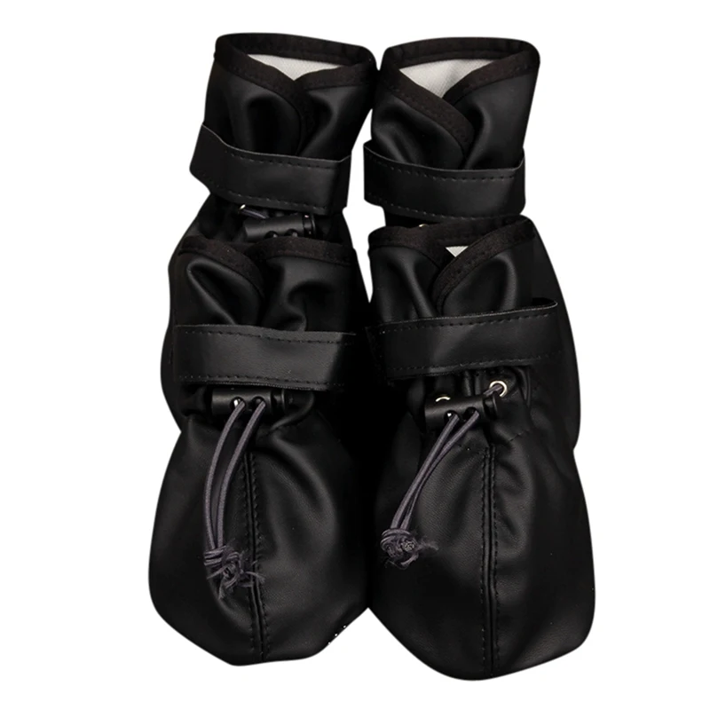 Черный 4 шт. Водонепроницаемая Обувь для собак Светоотражающие Нескользящие резиновые сапоги регулируемые зимние теплые носки кроссовки защита лап для собак и кошек - Цвет: Черный