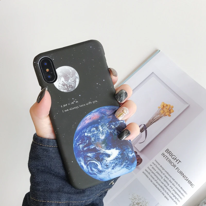 Для iphone XS MAX случае мода Земля и Луна назад чехол для X XR защиты телефона 6 6S 7 8 плюс |