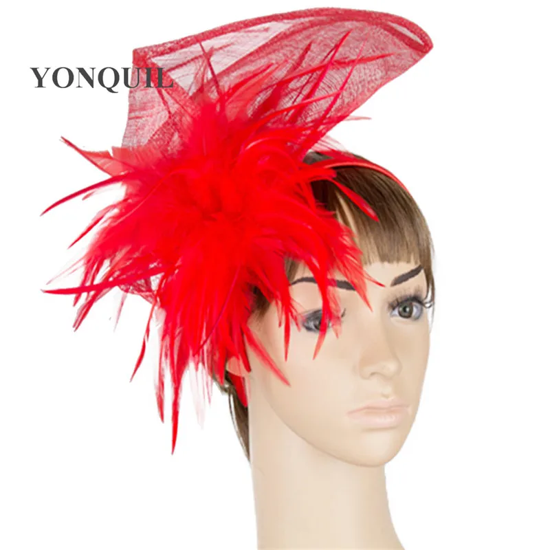 Головной убор Sinamay для невесты базовая Вуалетка аксессуары с перьями шляпки