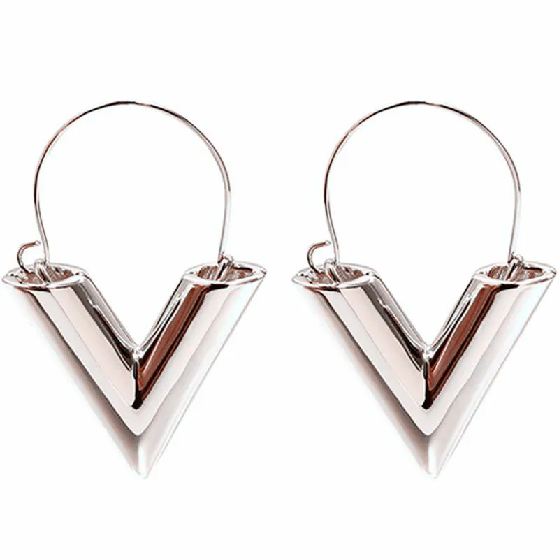 

Exaggerated Hoop Earrings For Women Fashion Jewelry Big V Shape Earring Brincos pendientes mujer European & American