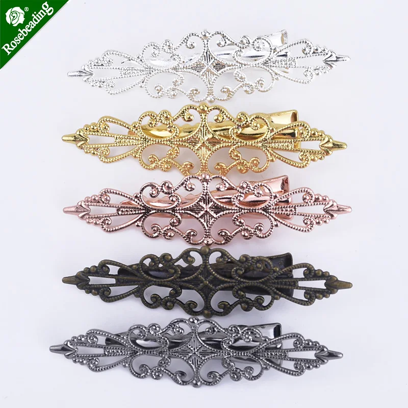 

Латунные заколки для волос 15x57 мм, филигранная Цветочная заколка, основа для волос, заколка для волос с красивыми цветами, заколка для волос ...