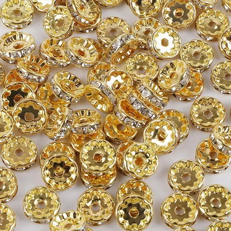Gold 02 50 шт., 6 мм, 8 мм, цветные стразы Rondelles с кристаллами, золотые, серебряные бусины для одежды/сумок/рукоделия, украшения, аксессуары для DIY - Цвет: Gold 02