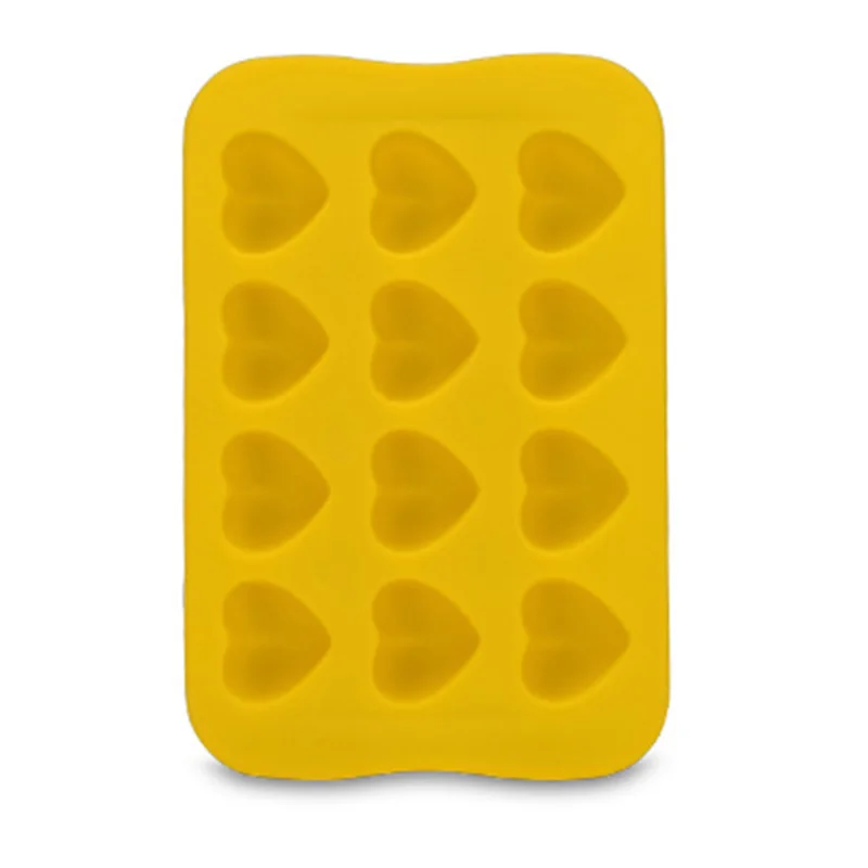Heart Yellow Форма для торта Звезда квадратная Желейная форма кухонные аксессуары 12 сетка круглая форма для шоколада кубик льда сердце креативный силикон 1 шт - Цвет: Heart Yellow