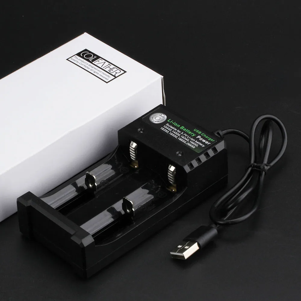 Катушка Отец Зарядное устройство 18650 US Plug с USB-кабелем Зарядные устройства для аккумуляторов 14500 18350 26650 Electronic Cigarette Mod on.