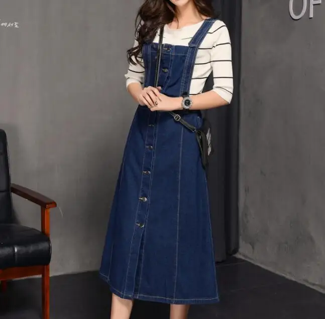 Женский джинсовый сарафан без рукавов повседневное однобортное свободное