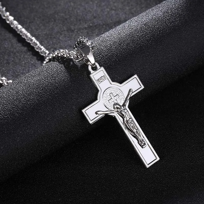 Соня крест ожерелье распятие INRI Jesus кулон ожерелье золото/серебро Цвет Мужчины& wo Мужчины ювелирные изделия колье с кулоном с религиозной символикой Bijoux Femme - Окраска металла: Steel color