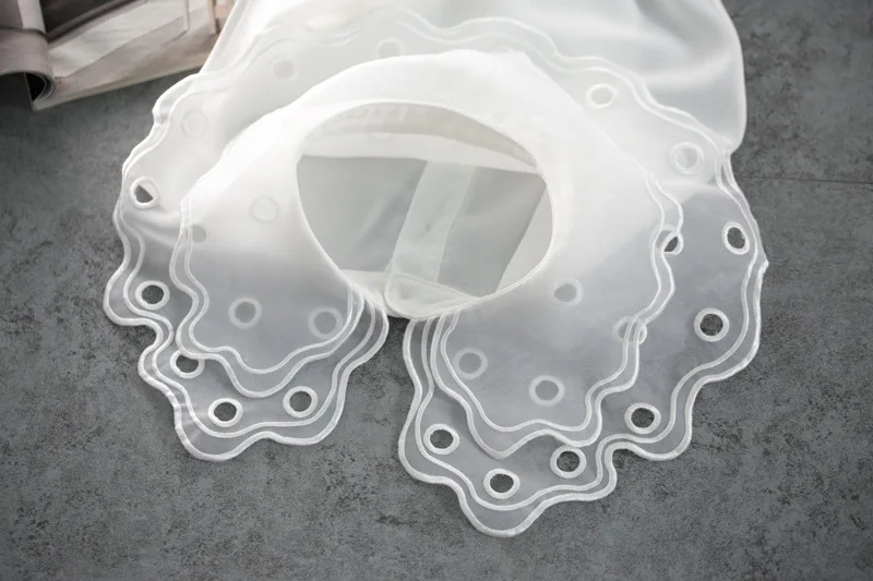 Женский вышитый воротник из органзы белый шифоновый двухслойный съемный |