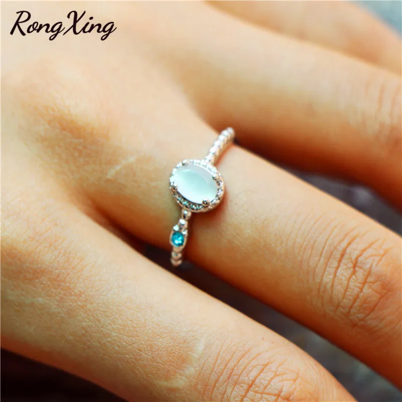 RongXing богемные маленькие овальные кольца с лунным камнем для женщин винтажные