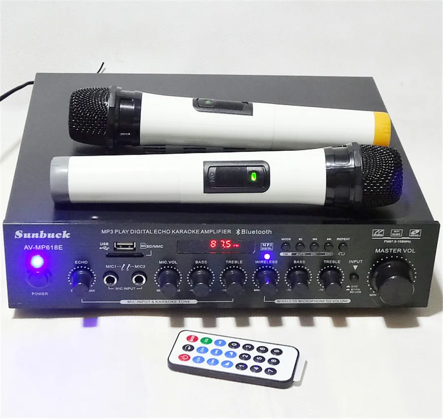 AV-MP618E Караоке MP3 USB SD карта FM радио Bluetooth hifi 500 Вт+ 500 Вт 2,0 домашний кинотеатр аудио цифровой AV усилитель