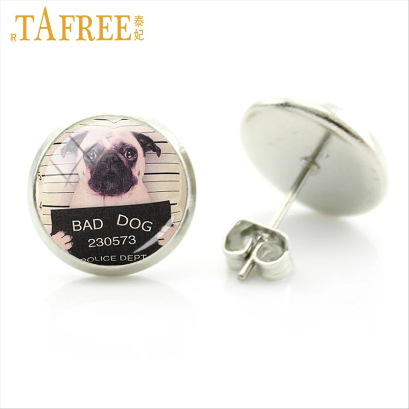 Серьги TAFREE с животными нормальное состояние скучный Французский бульдог мопс