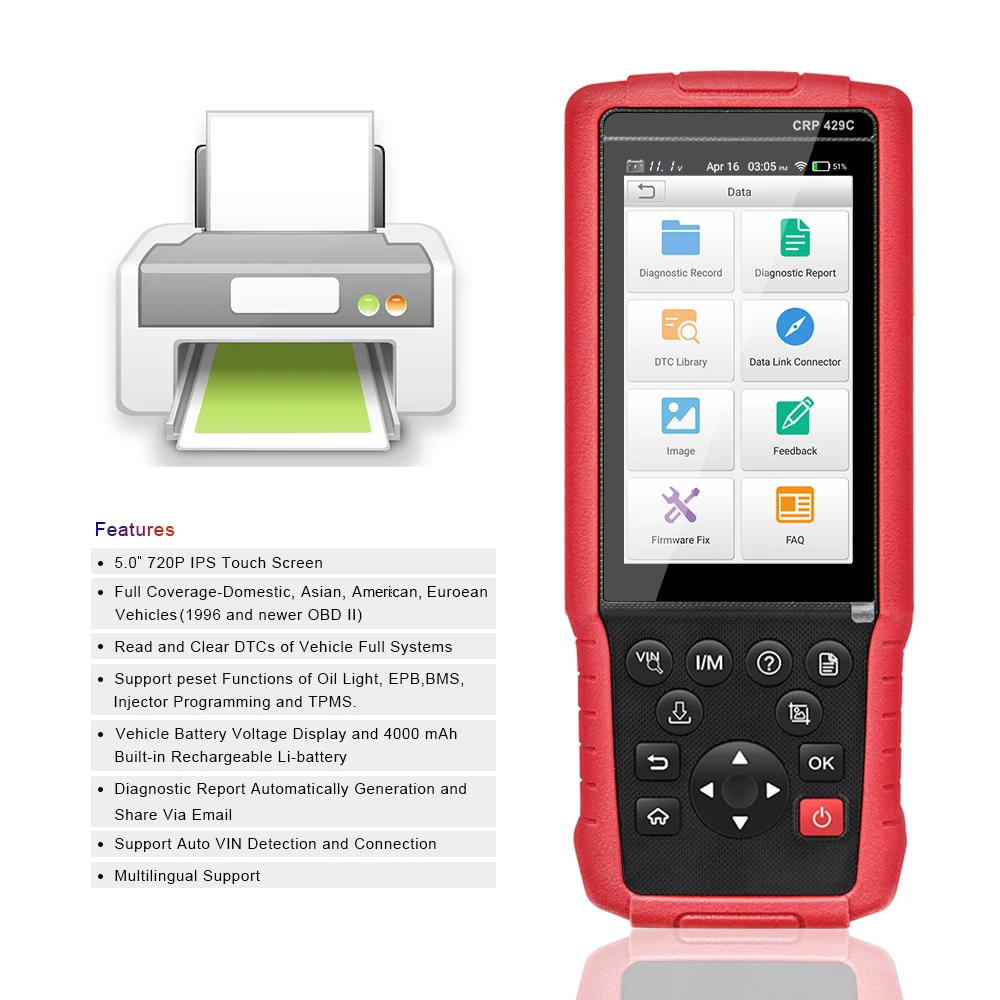 LAUNCH X431 CRP429C автомобильный диагностический инструмент OBD2 сканер