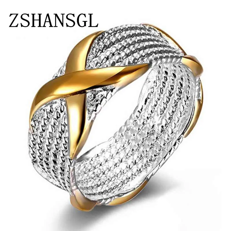 Серебряные кольца роскошные свадебные с надписью X Cross Infinity Stackable для женщин