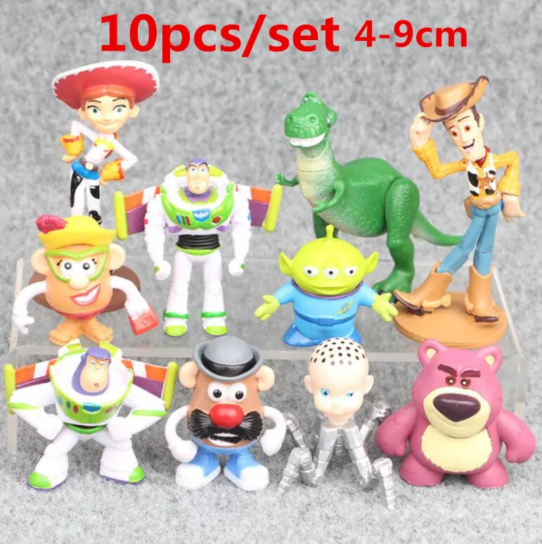 10pcs История игрушек 4 мультяшная фигурка игрушка Вуди Базз Лайтер Джесси форки кукла Фигурка детский подарок - Цвет: 10pcs