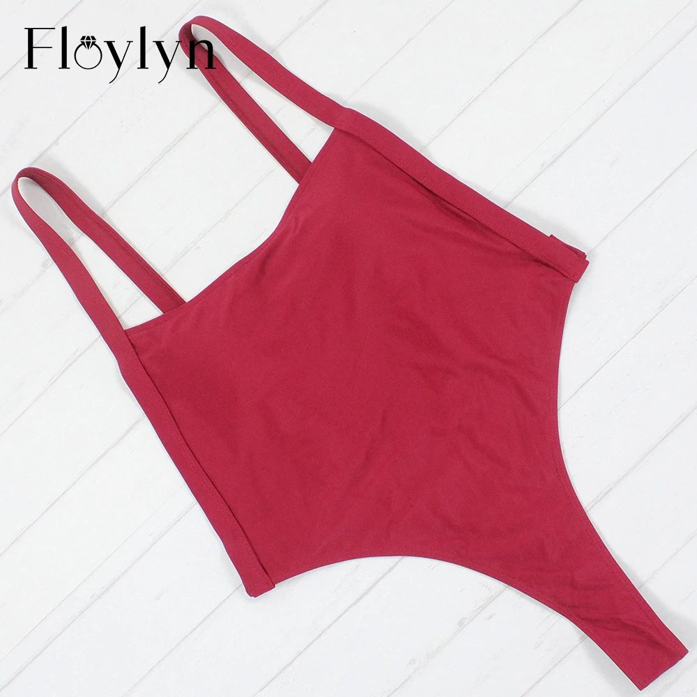 Новинка 2018 красный купальный костюм Floylyn с высоким вырезом и трусиками-танга